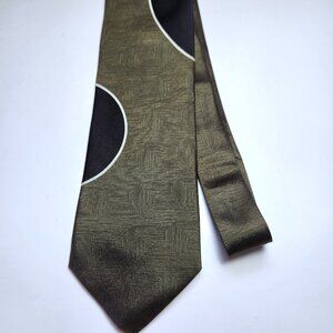Gattonero Men's Necktie 100% Silk Green with Black and White 58" x 4" Italy